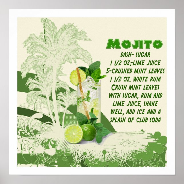Skriv ut mojito Recept Poster (Framsidan)