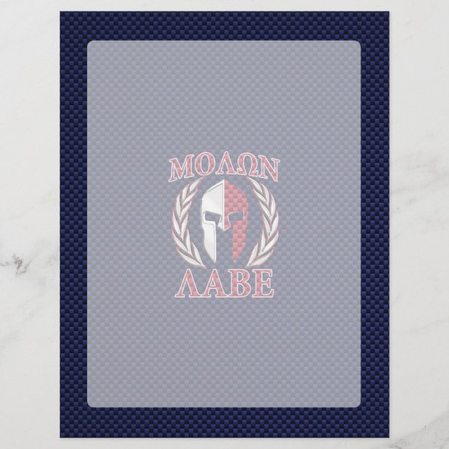 Skriv ut molon Labe Spartan Warrior Blue Carbon Fi (Framsida)
