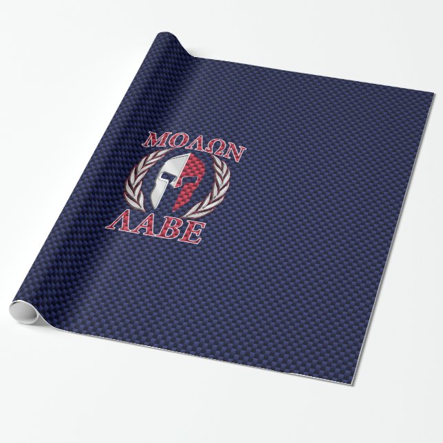 Skriv ut molon Labe Spartan Warrior Blue Carbon Fi Presentpapper (Utrullad)