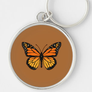 Skriv ut Monarch Butterfly Rund Silverfärgad Nyckelring