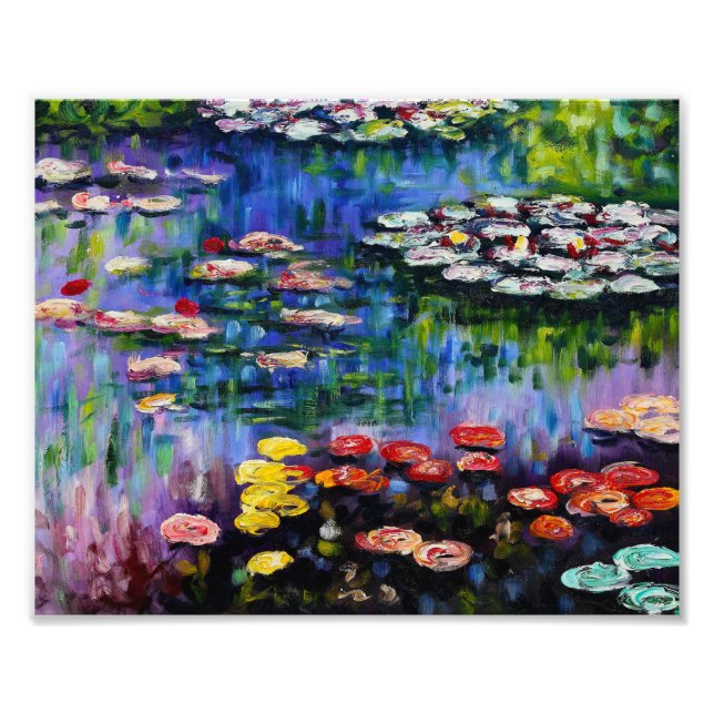 Skriv ut Monet Lila Vatten Lilies Fototryck (Framsidan)