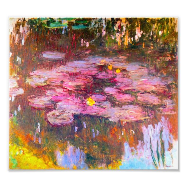 Skriv ut Monet Lila Vatten Lilies Fototryck (Framsidan)
