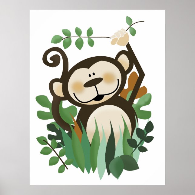 Skriv ut Monkey Jungle Safari Wall Art-utskrift Poster (Framsidan)