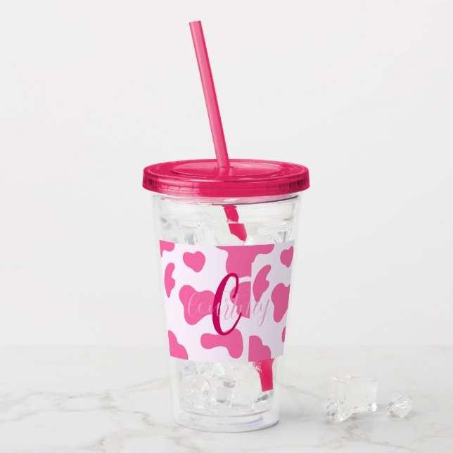 Skriv ut monogram Rosa av matkupa för husdjur Take Away Mugg (Framsida Ice)