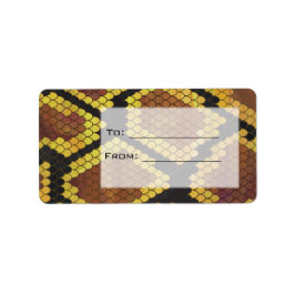 Skriv ut Monogram Snake Brown och Guld Adressetikett