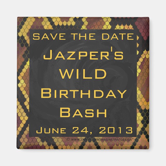 Skriv ut Monogram Snake Brown och Guld Magnet (Framsidan)