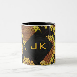 Skriv ut Monogram Snake Brown och Guld Två-Tonad Mugg