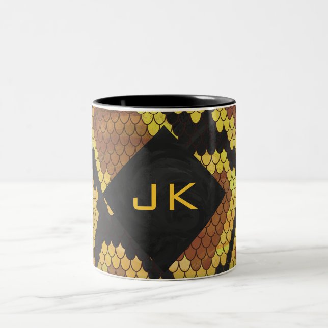 Skriv ut Monogram Snake Brown och Guld Två-Tonad Mugg (Center)