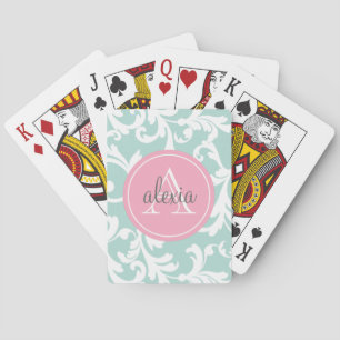 Skriv ut Monogrammed Rosa-skademask Spelkort