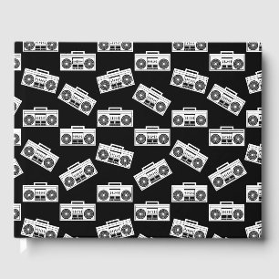 Skriv ut Mönster Boombox svart för Music Boombox Gästböcker