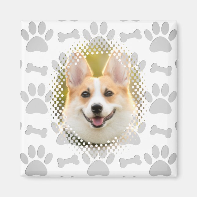 Skriv ut Mönster Hund Ram Magnet (Framsidan)