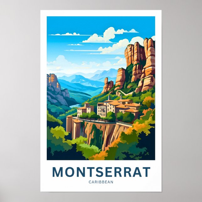 Skriv ut Montserrat Karibiska resor Poster (Framsidan)