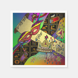 Skriv ut Mörk för Purim Esther Firande Pappersservett