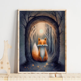 Skriv ut Mystical Forest Fox Animal | Fox-utskrift Poster