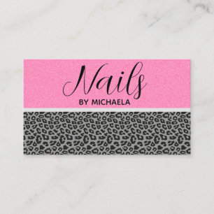 Skriv ut Nail Salon Girly Rosa Leopard Animal Prin Visitkort