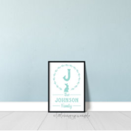 Skriv ut Namn i Påsk Monogram Family Poster