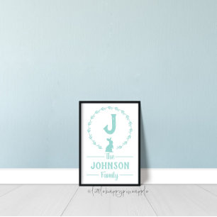 Skriv ut Namn i Påsk Monogram Family Poster