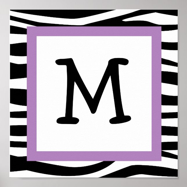 Skriv ut Namn om trendig i Zebra tryck Nursery Wal (Framsidan)