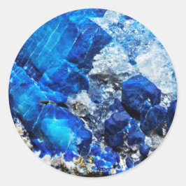 Skriv ut naturlig Snyggt av typen "Blue Geode Ston Runt Klistermärke
