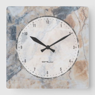 Skriv ut naturligt Marble Stone Struktur Fyrkantig Klocka