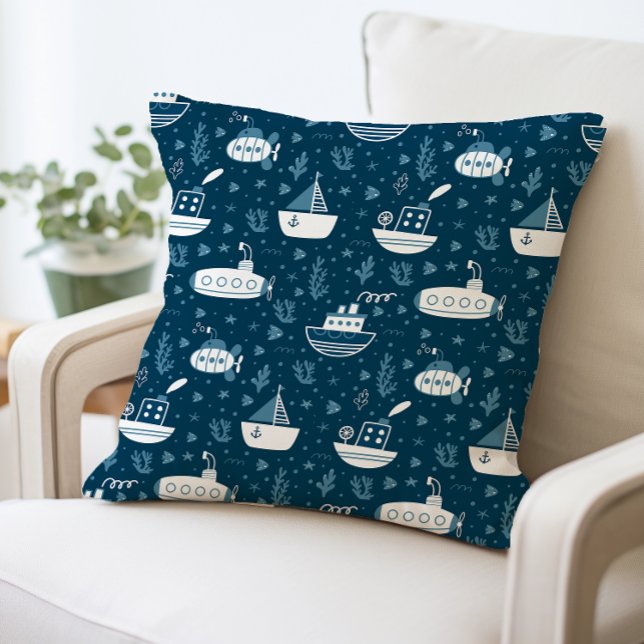 Skriv ut nautisk ubåt och båt kudde (Skapare uppladdad)