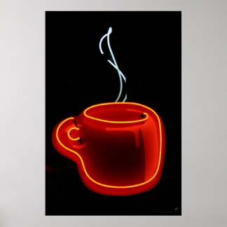 Skriv ut Neon Coffee Mugg Poster