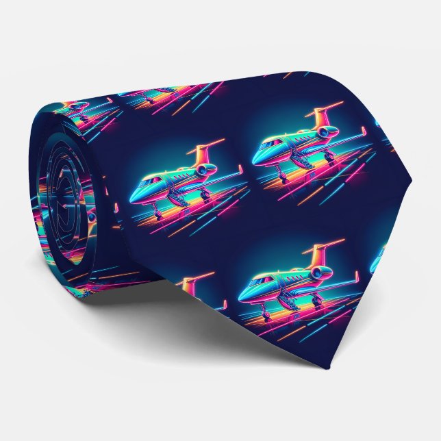 Skriv ut Neon Färg på det privata Jet-planet Slips (Rullad)