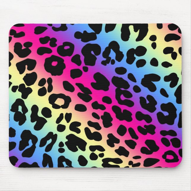 Skriv ut Neon Rainbow Leopard Mönster Musmatta (Framsidan)