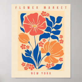 Skriv ut New York Retro-Blommigten på blomman Poster