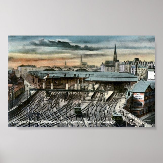 Skriv ut - Newcastle-upon-Tyne-järnvägsknutpunkt Poster (Framsidan)