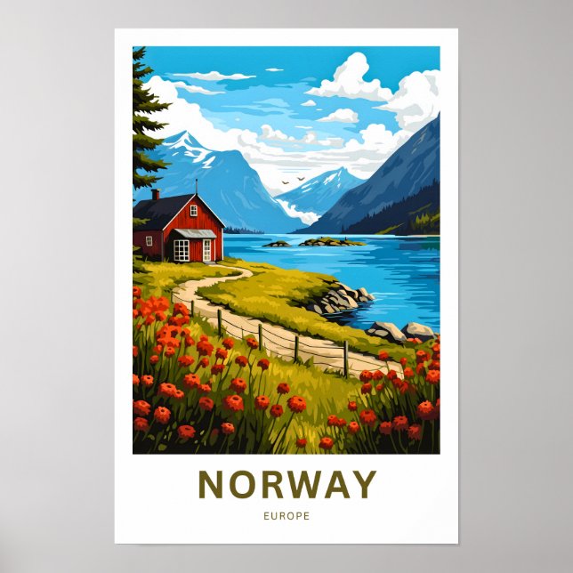 Skriv ut norge Europe Travel Poster (Framsidan)