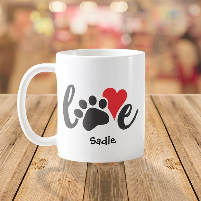 Skriv ut och anpassa namn på hund Pet Paw och Hear Kaffemugg (Skapare uppladdad)
