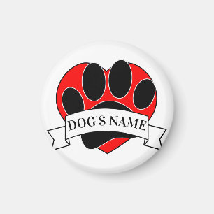 Skriv ut och hjärna med eget namn på hund Paw Magnet