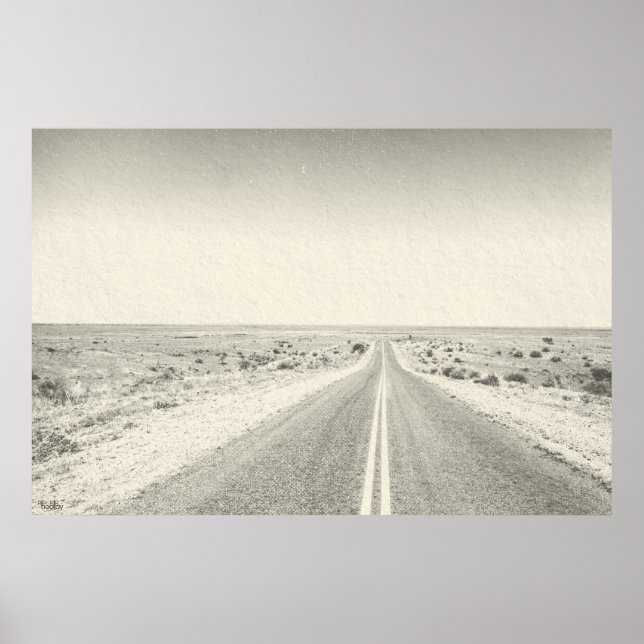 Skriv ut Open Road Desert Photograph Art Artist Poster (Framsidan)