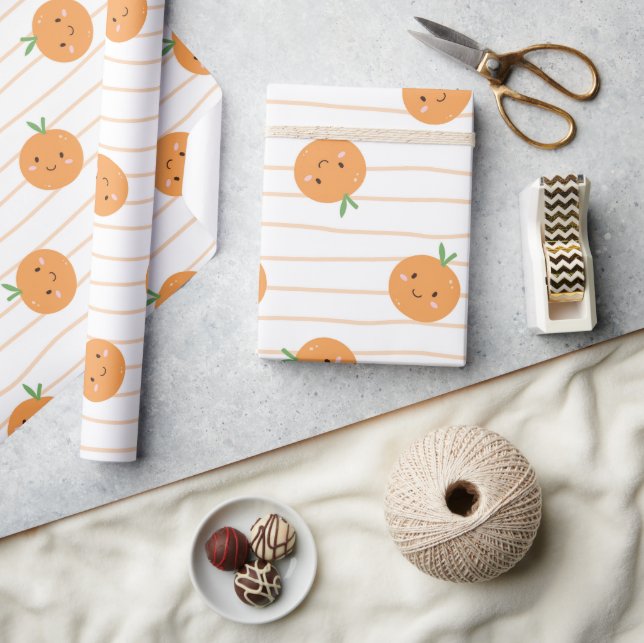 Skriv ut Orangar - Figursätta Papper rullning Presentpapper (Hantverk)