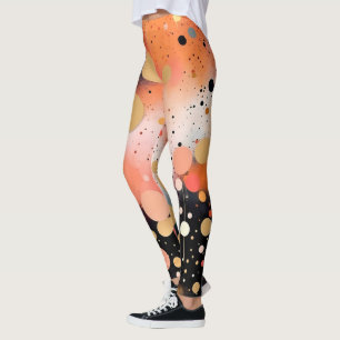 Skriv ut orange Guld Black Party Leggings
