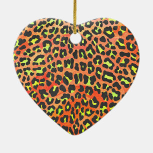 Skriv ut Orange och Gult för leopard Julgransprydnad Keramik
