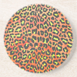Skriv ut Orange och Gult för leopard Underlägg