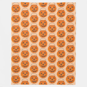 Skriv ut Orangen Halloween Bus eller godis Fleecefilt