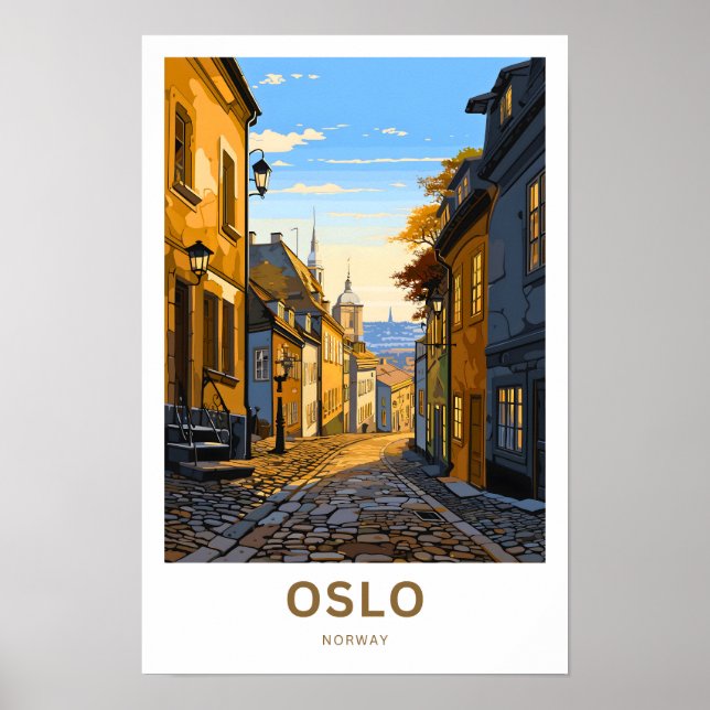 Skriv ut Oslo Norge Travel Poster (Framsidan)