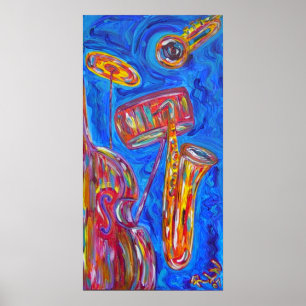 Skriv ut på arbetsytan - Coola Blue Jazz Poster