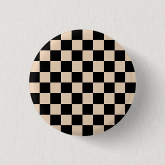 Skriv ut på Cream & Black Checkboard Mönster Knapp