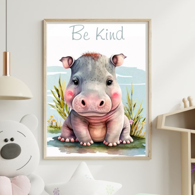 Skriv ut på Cute Baby Hippo-djur Poster (Skapare uppladdad)