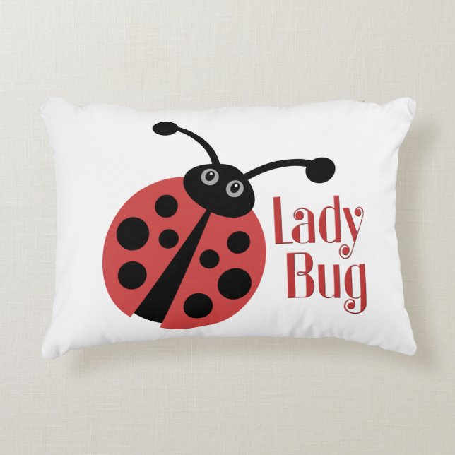 Skriv ut på Cute Ladybug Animal Prydnadskudde (Framsidan)