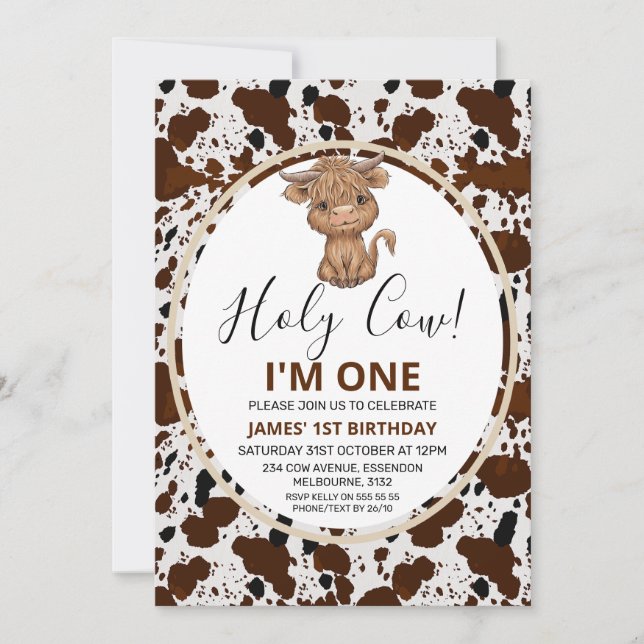 Skriv ut på kojong i högland 1:a födelsedagen inbjudningar (Framsida)