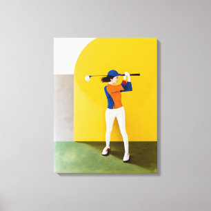 Skriv ut på Woman Golfer Canvas Art