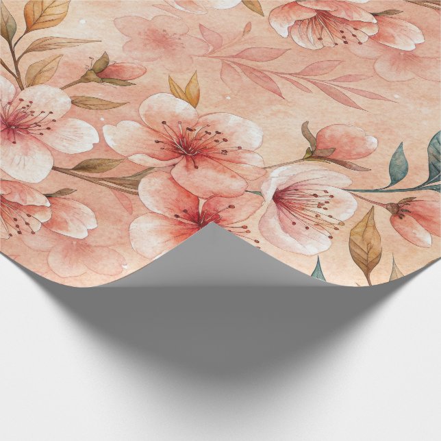 Skriv ut Papper radbyte för Blommar av körsbär Presentpapper (Hörn)