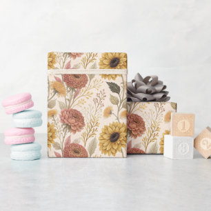 Skriv ut Papper radbyte för höstBlommigt Presentpapper