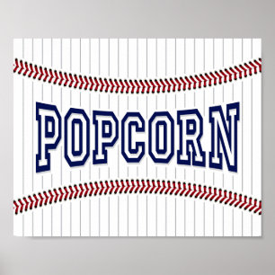 Skriv ut Party-POPCORN-tecken för baseball Poster