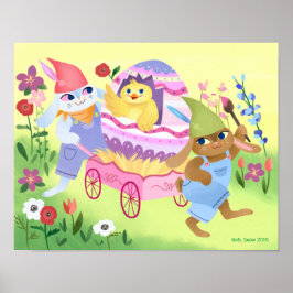 Skriv ut påskhare och Chick Poster